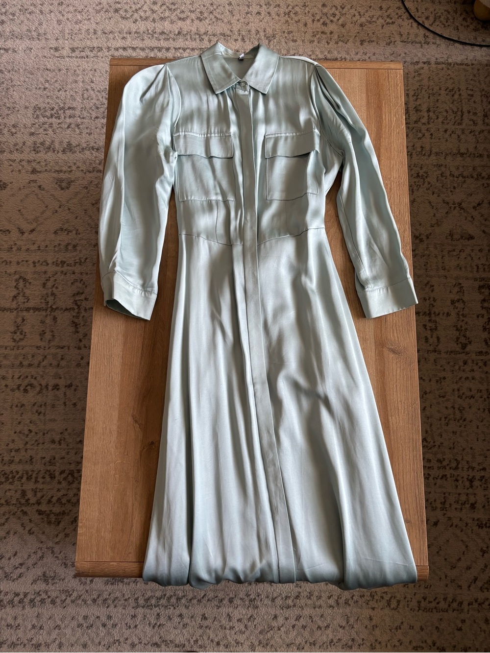 Evie Teal Button Up Collar Dress